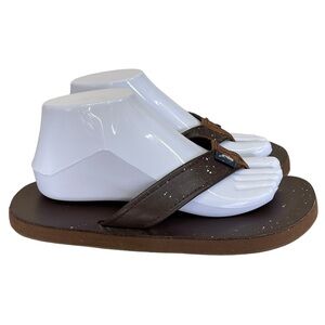 Vineyard Vines Men’s  Sandals Flip Flop Size 7 Brown Leather Slip On Casual